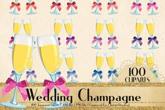 100 Vibrant Champagne Flute Graphics for Wedding Designs