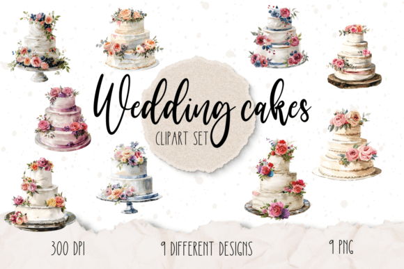 Sweet Details: Using Watercolor Wedding Cake Clipart for Designs