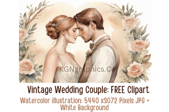 Vintage Romance Captured: Free Watercolor Wedding Clipart