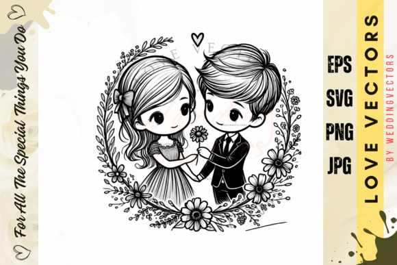 Wedding Couple and Love Vectors - C4936: Minimalist Elegance for Designers