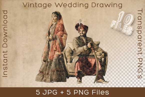 Wedding India Vintage Court Art Drawing: A Timeless Design Asset